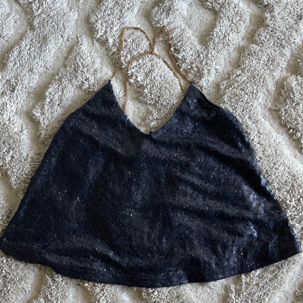 Black sequin chain top